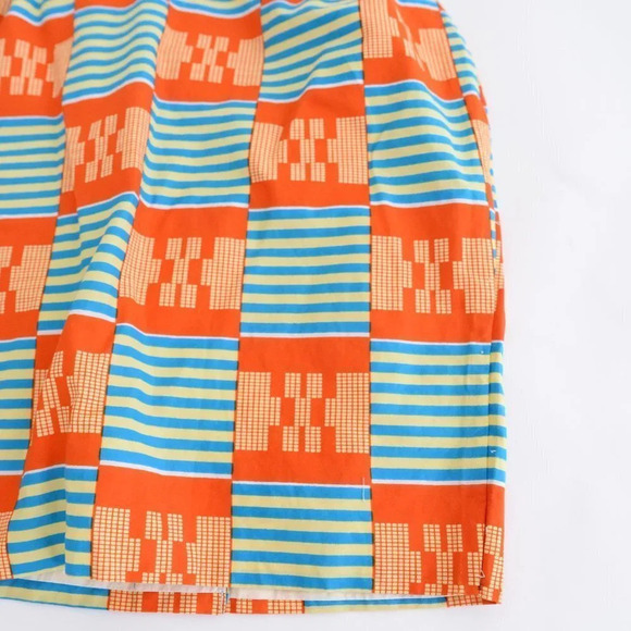 Handmade Orange and Blue Matching Peplum Sleeve  Shirt & Pencil Skirt Set - Picture 12 of 16